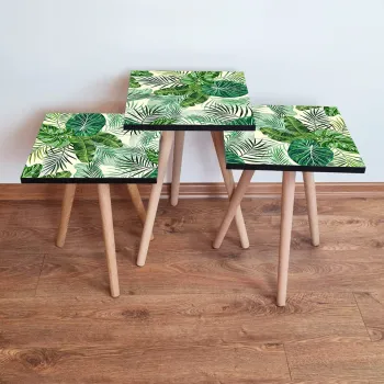 Set masute 3 piese, Leona, 3Shp98, Verde / Alb / Negru imagine