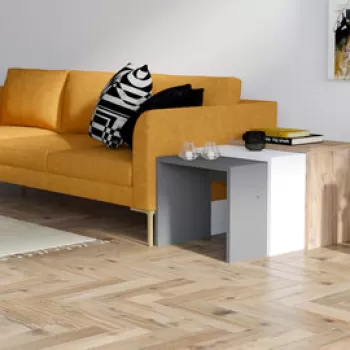 Set masute 3 piese, Puqa Design, G?l, PAL, Antracit / Stejar / Alb imagine