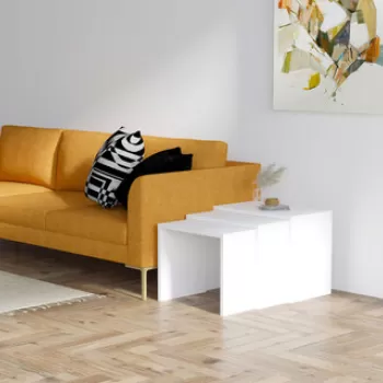 Set masute 3 piese, Puqa Design, Grops, PAL, Alb imagine