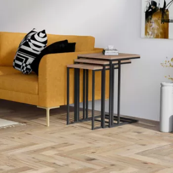 Set masute 3 piese, Puqa Design, Stoli, PAL, Pin Atlantic / Negru imagine