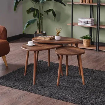 Set masute de cafea, Hanah Home, Alvin, MDF , Maro imagine