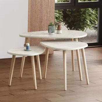 Set masute de cafea, Hanah Home, Alvin, MDF , Travertin imagine