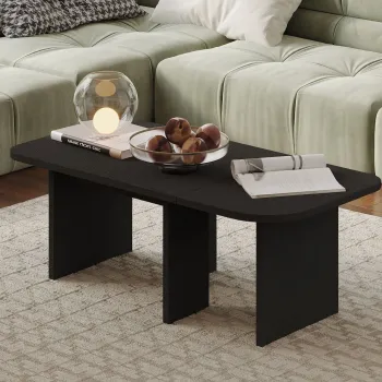 Set masute de cafea, Hanah Home, Iris, PAL, Negru imagine