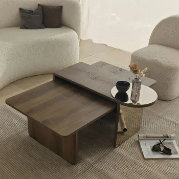 Set masute de cafea, Hanah Home, Luna 2, Bronz / Nuc imagine