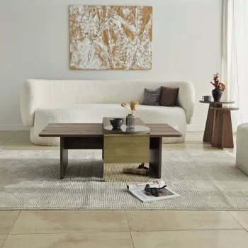 Set masute de cafea, Hanah Home, Luna 4, Bronz / Nuc imagine