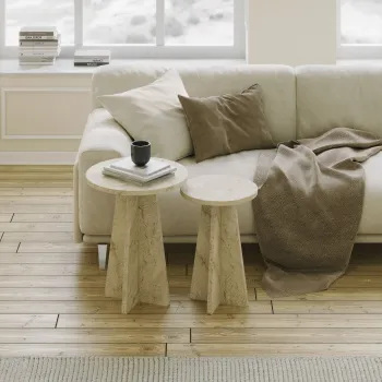 Set masute de cafea, Hanah Home, Mushroom 2, PAL, Travertin imagine