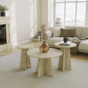 Set masute de cafea, Hanah Home, Mushroom 3, PAL, Travertin imagine