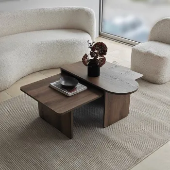 Set masute de cafea, Hanah Home, Paris, Bronz / Nuc imagine