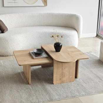 Set masute de cafea, Hanah Home, Paris, Bronz / Stejar Safir imagine