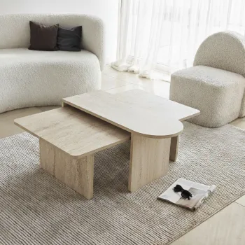 Set masute de cafea, Hanah Home, Paris, Bronz / Travertin imagine