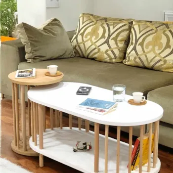 Set masute de cafea, Hanah Home, Peka111-125, PAL, Stejar alb / safir imagine