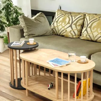 Set masute de cafea, Hanah Home, Peka111-125, PAL, Stejar safir / Antracit imagine