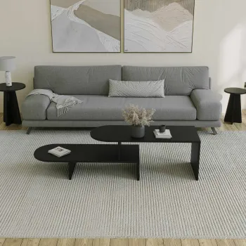 Set masute de cafea, Hanah Home, Puzzle, PAL, Negru imagine