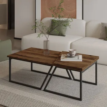 Set masute de cafea, Hanah Home, Verona P0024623, PAL, Nuc rustic imagine