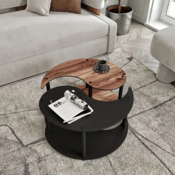 Set masute de cafea, Hanah Home, Yi Yang2L 70, MDF , Maro imagine