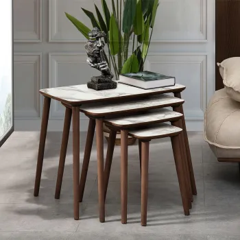 Set masute Nesting 4 piese, Hanah Home, Luci, Alb imagine