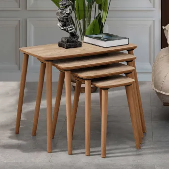 Set masute Nesting 4 piese, Hanah Home, Luci, Stejar imagine