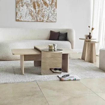 Set masute Nesting 4 piese, Hanah Home, Luna, PAL, Travertine / Bronze imagine