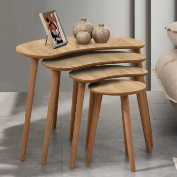 Set masute Nesting 4 piese, Hanah Home, Moon, Stejar imagine