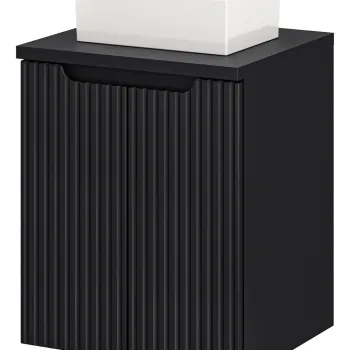 Set mobiler baie, dulap cu lavoar, 50 cm D Un Gaja, Nova Black, Comad, MDF/PAL laminat, negru mat imagine