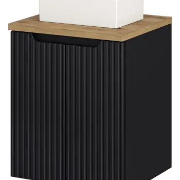 Set mobiler baie, dulap cu lavoar, 50 cm D Un Gaja, Nova Black Oak, Comad, MDF/PAL laminat, negru mat imagine