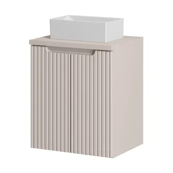 Set mobiler baie, dulap cu lavoar, 50 cm D Un Gaja, Nova Cashmere, Comad, MDF/PAL laminat, casmir mat imagine