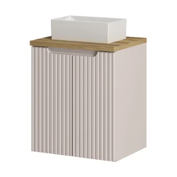Set mobiler baie, dulap cu lavoar, 50 cm D Un Gaja, Nova Cashmere Oak, Comad, MDF/PAL laminat, casmir mat imagine