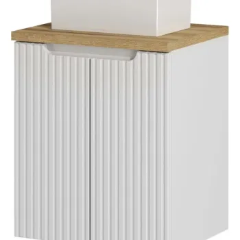 Set mobiler baie, dulap cu lavoar, 50 cm D Un Gaja, Nova White Oak, Comad, MDF/PAL laminat, alb mat imagine