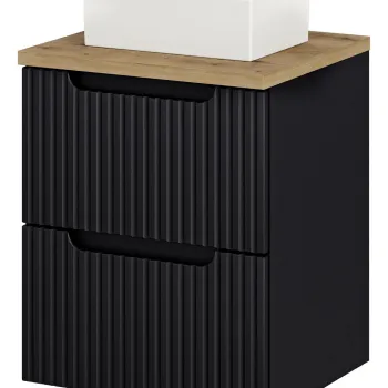 Set mobiler baie, dulap cu lavoar, 50 cm S Un Gaj, Nova Black Oak, Comad, MDF/PAL laminat, negru mat imagine