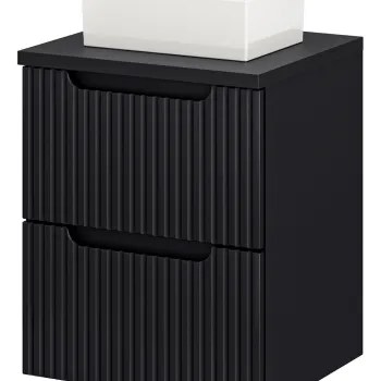 Set mobiler baie, dulap cu lavoar, 50 cm S Un Gaja, Nova Black, Comad, MDF/PAL laminat, negru mat imagine