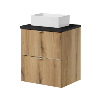 Set mobiler baie, dulap cu lavoar, 50 cm S Un Gaja, Nova Oak Black, Comad, MDF/PAL laminat, stejar coast evoke imagine