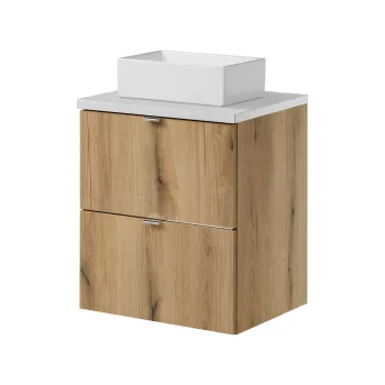 Set mobiler baie, dulap cu lavoar, 50 cm S Un Gaja, Nova Oak White, Comad, MDF/PAL laminat, stejar coast evoke imagine