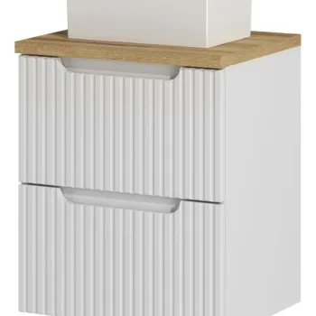 Set mobiler baie, dulap cu lavoar, 50 cm S Un Gaja, Nova White Oak, Comad, MDF/PAL laminat, alb mat imagine