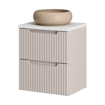 Set mobiler baie, dulap cu lavoar, 50 cm S Un Wik, Nova Cashmere White, Comad, MDF/PAL laminat, casmir mat imagine