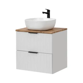 Set mobiler baie, dulap cu lavoar, 60 cm, Adel White, Comad, MDF/PAL laminat, alb mat imagine