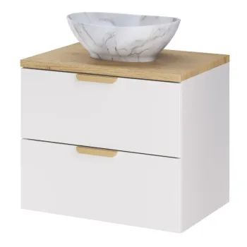 Set mobiler baie, dulap cu lavoar, 60 cm, Aster White Cremona, Comad, MDF/PAL laminat, alb mat imagine