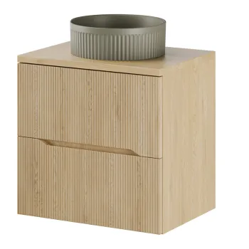 Set mobiler baie, dulap cu lavoar, 60 cm Beyond, Nordic Cremona, Comad, MDF/PAL laminat, stejar cremona imagine