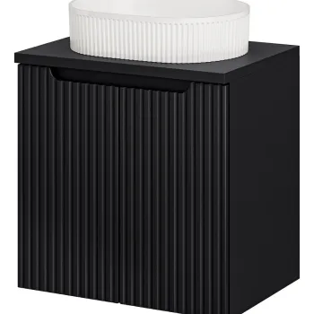 Set mobiler baie, dulap cu lavoar, 60 cm D Un Beyond, Nova Black, Comad, MDF/PAL laminat, negru mat imagine