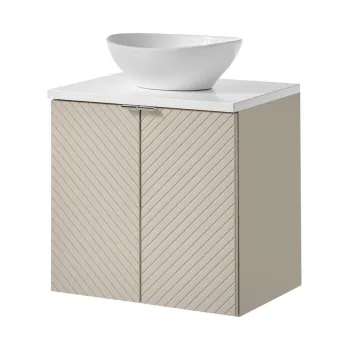 Set mobiler baie, dulap cu lavoar, 60 cm D Un Domi, Viva Cashmere White, Comad, MDF/PAL laminat, casmir mat imagine