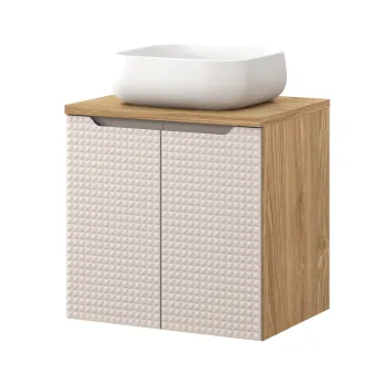 Set mobiler baie, dulap cu lavoar, 60 cm D Un Nika, Luxor Beige, Comad, MDF/PAL laminat, stejar imagine