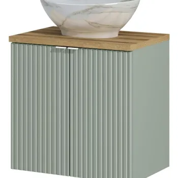 Set mobiler baie, dulap cu lavoar, 60 cm D Un Pati, Line Reed Green Oak, Comad, MDF/PAL laminat, verde reed imagine