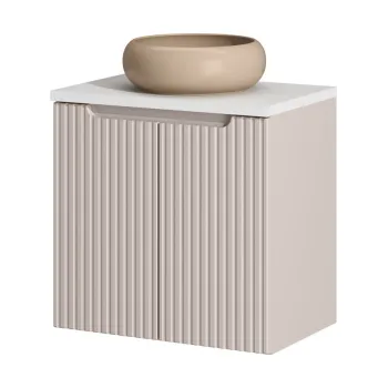 Set mobiler baie, dulap cu lavoar, 60 cm D Un Wik, Nova Cashmere White, Comad, MDF/PAL laminat, casmir mat imagine