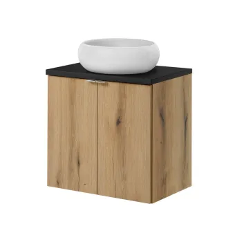 Set mobiler baie, dulap cu lavoar, 60 cm D Un Wik, Nova Oak Black, Comad, MDF/PAL laminat, stejar coast evoke imagine