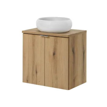 Set mobiler baie, dulap cu lavoar, 60 cm D Un Wik, Nova Oak, Comad, PAL laminat, stejar coast evoke imagine