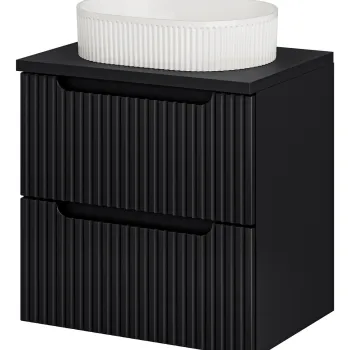 Set mobiler baie, dulap cu lavoar, 60 cm S Un Beyond, Nova Black, Comad, MDF/PAL laminat, negru mat imagine