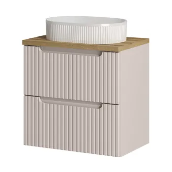 Set mobiler baie, dulap cu lavoar, 60 cm S Un Beyond, Nova Cashmere Oak, Comad, MDF/PAL laminat, casmir mat imagine