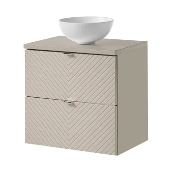 Set mobiler baie, dulap cu lavoar, 60 cm S Un Domi, Viva Cashmere, Comad, MDF/PAL laminat, casmir mat imagine