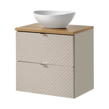 Set mobiler baie, dulap cu lavoar, 60 cm S Un Lola, Viva Cashmere Oak, Comad, MDF/PAL laminat, casmir mat imagine