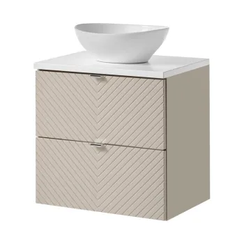 Set mobiler baie, dulap cu lavoar, 60 cm S Un Lola, Viva Cashmere White, Comad, MDF/PAL laminat, casmir mat imagine