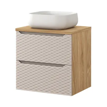 Set mobiler baie, dulap cu lavoar, 60 cm S Un Nika, Ocean Beige, Comad, MDF/PAL laminat, stejar imagine